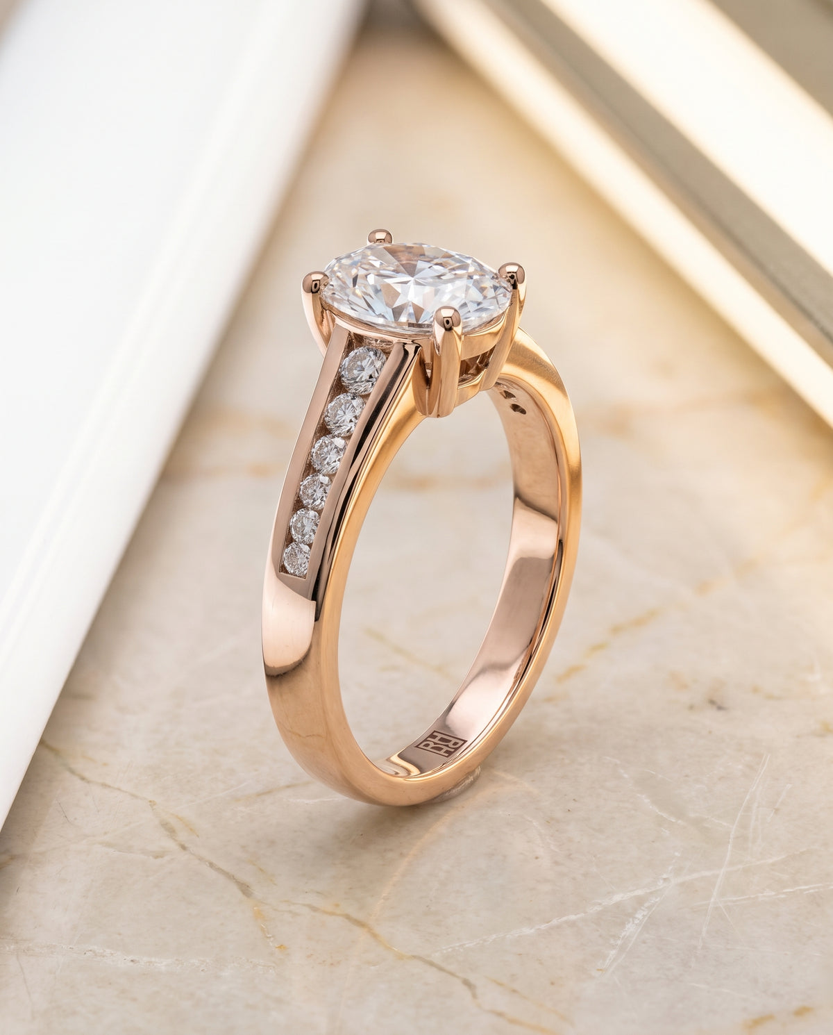 The Stevie Contemporary Channel Oval Engagement Ring Setting in 14K Rose Gold