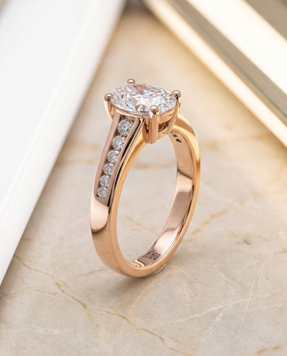 The Stevie Contemporary Channel Oval Engagement Ring Setting in 14K Rose Gold