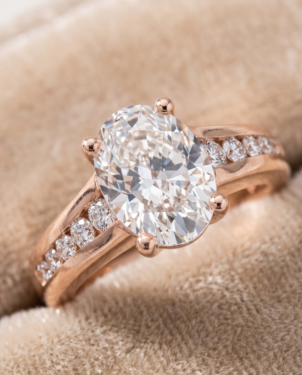 The Stevie Contemporary Channel Oval Engagement Ring Setting in 14K Rose Gold