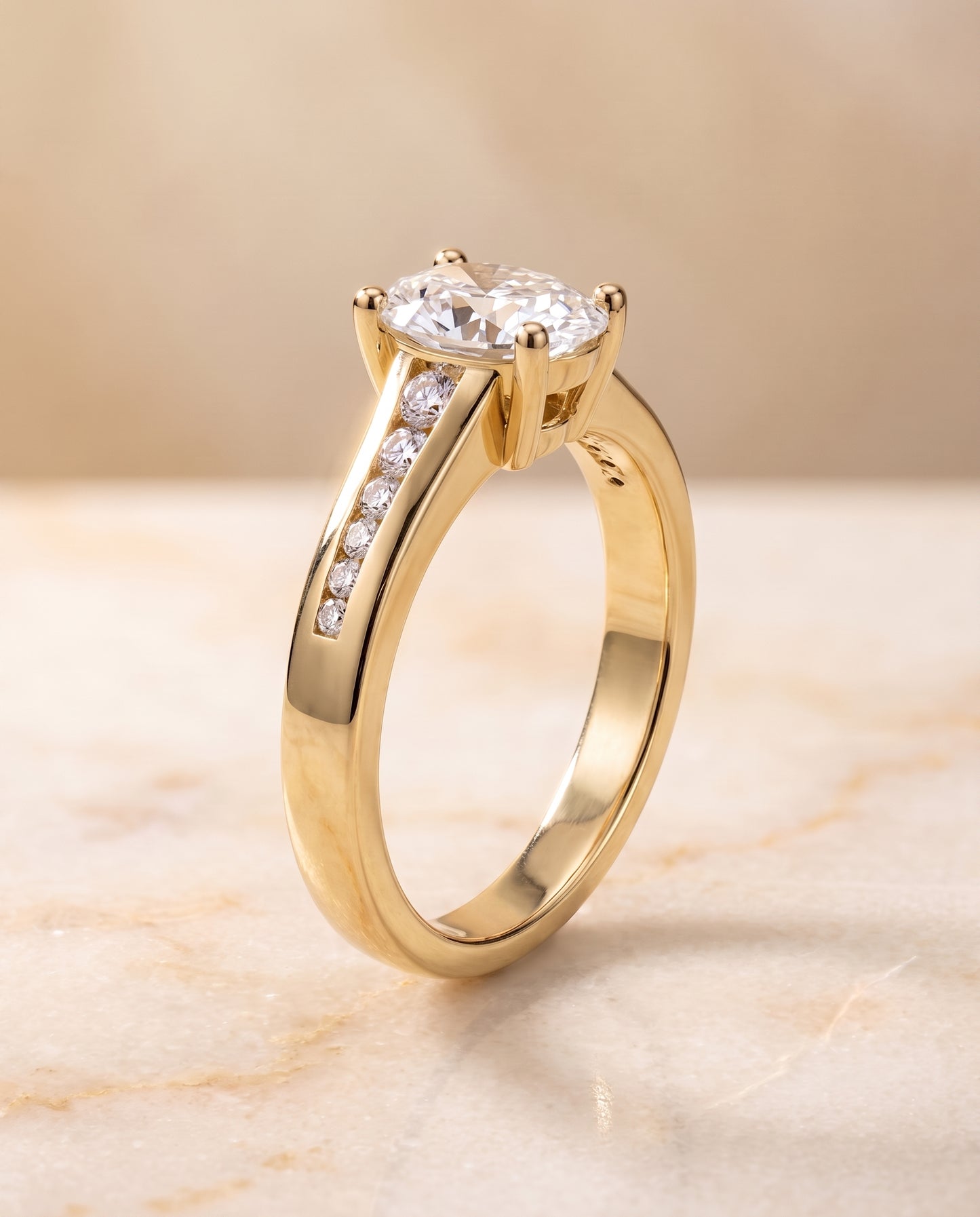 The Stevie Contemporary Channel Oval Engagement Ring Setting in 18K Yellow Gold