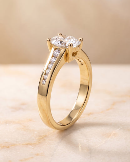 The Stevie Contemporary Channel Oval Engagement Ring Setting in 18K Yellow Gold