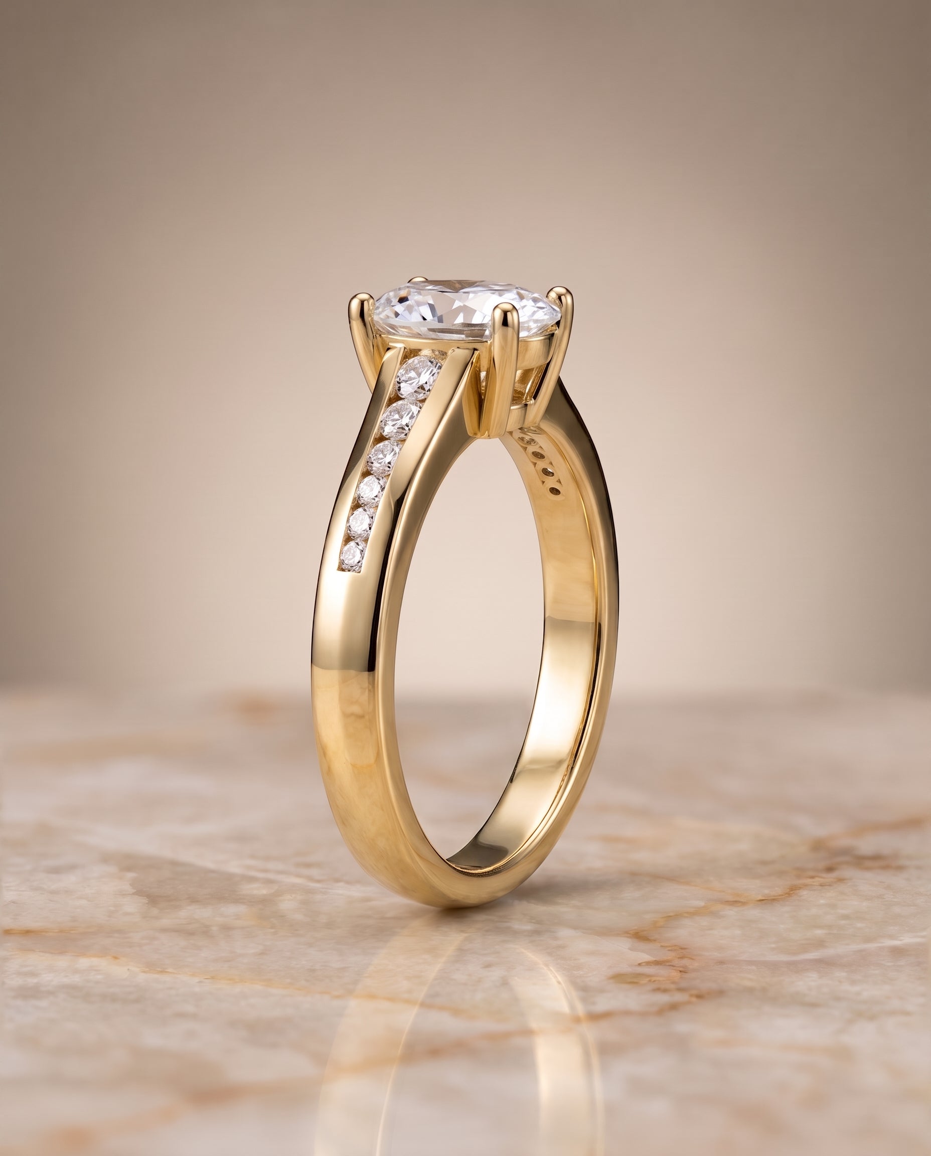 Contemporary Channel styling on The Stevie oval engagement ring setting | RockHer