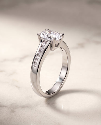 The Stevie Contemporary Channel Oval Engagement Ring Setting in 18K White Gold