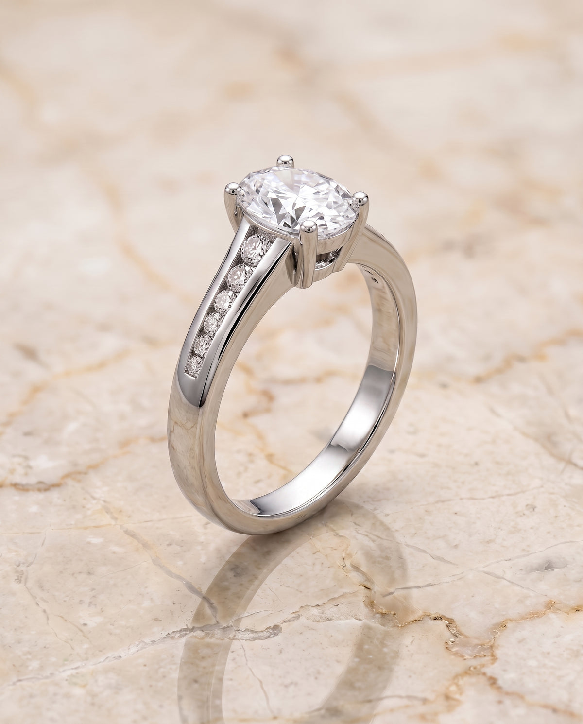 The Stevie Contemporary Channel Oval Engagement Ring Setting in Platinum