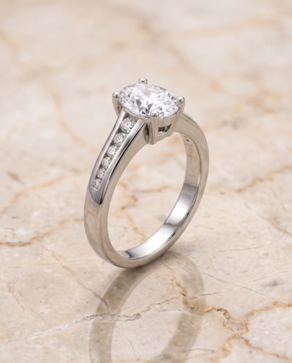 The Stevie Contemporary Channel Oval Engagement Ring Setting in 18K White Gold