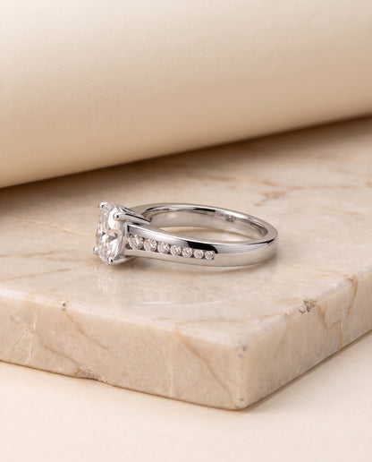 The Stevie Contemporary Channel Oval Engagement Ring Setting in 18K White Gold