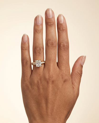 The Stevie Contemporary Channel Radiant Cut Engagement Ring Setting in 18K Yellow Gold