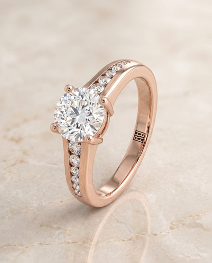 Round engagement ring setting in 14K Rose Gold, Stevie Contemporary Channel Round, alternate view | RockHer