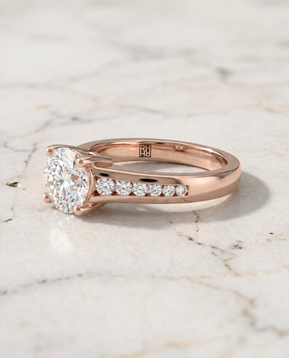 Round engagement ring setting in 14K Rose Gold, Stevie Contemporary Channel Round, alternate view | RockHer