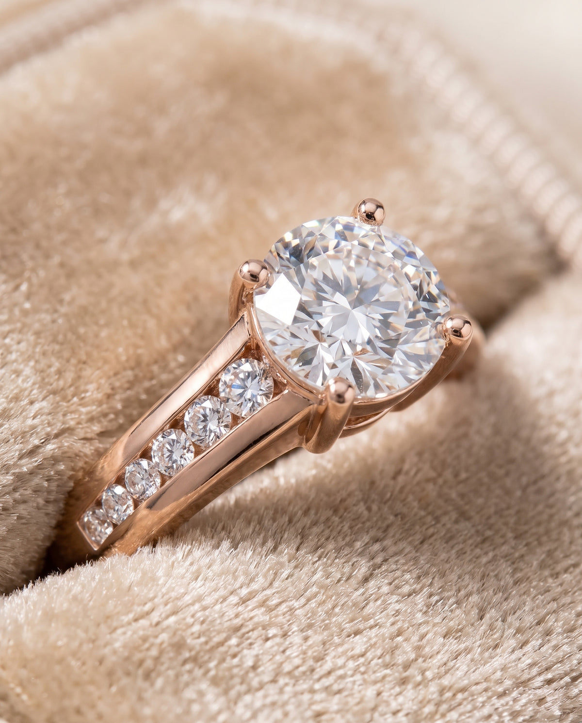 Round engagement ring setting in 14K Rose Gold, Stevie Contemporary Channel Round, alternate view | RockHer