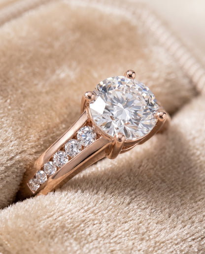 Round engagement ring setting in 14K Rose Gold, Stevie Contemporary Channel Round, alternate view | RockHer