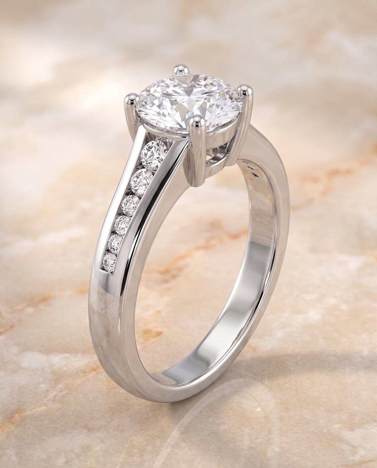 The Stevie Contemporary Channel Round Engagement Ring Setting in Platinum