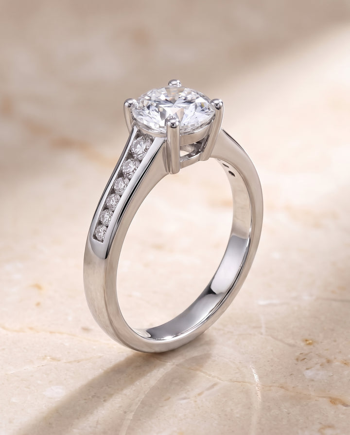 The Stevie Contemporary Channel Round Engagement Ring Setting in Platinum