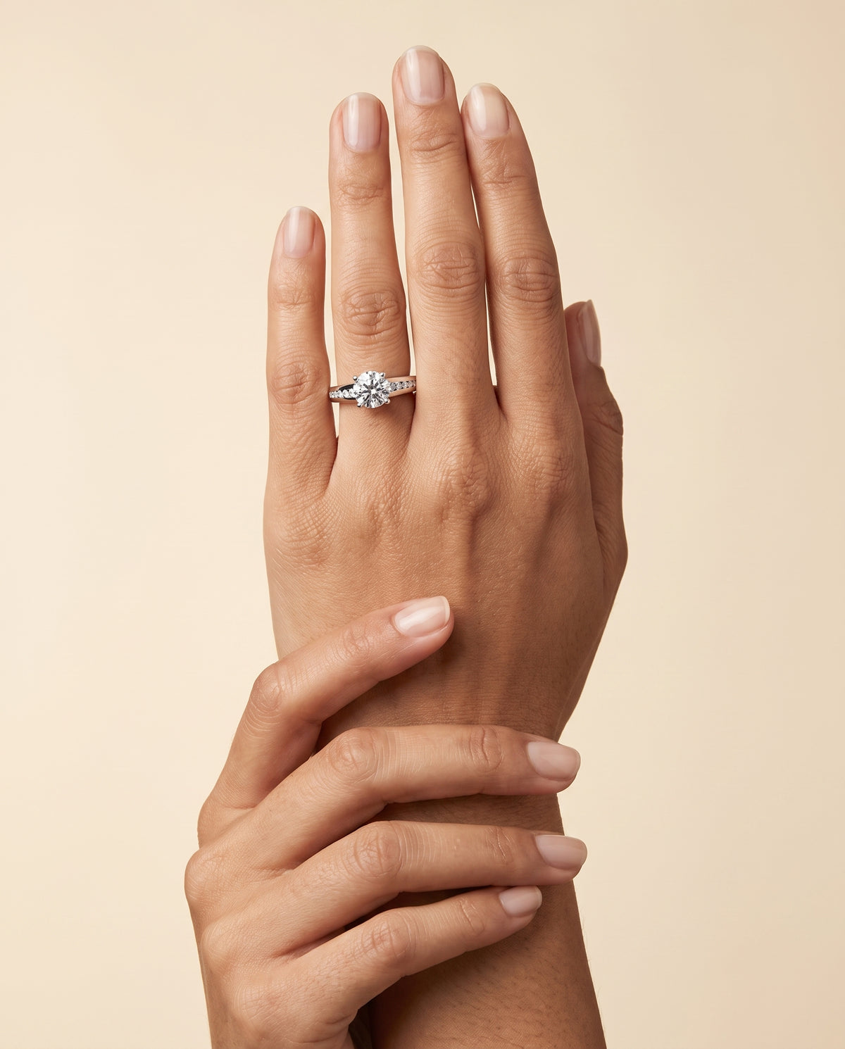 The Stevie Contemporary Channel Round Engagement Ring Setting in 18K White Gold