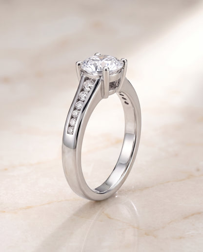 The Stevie Contemporary Channel Round Engagement Ring Setting in 18K White Gold