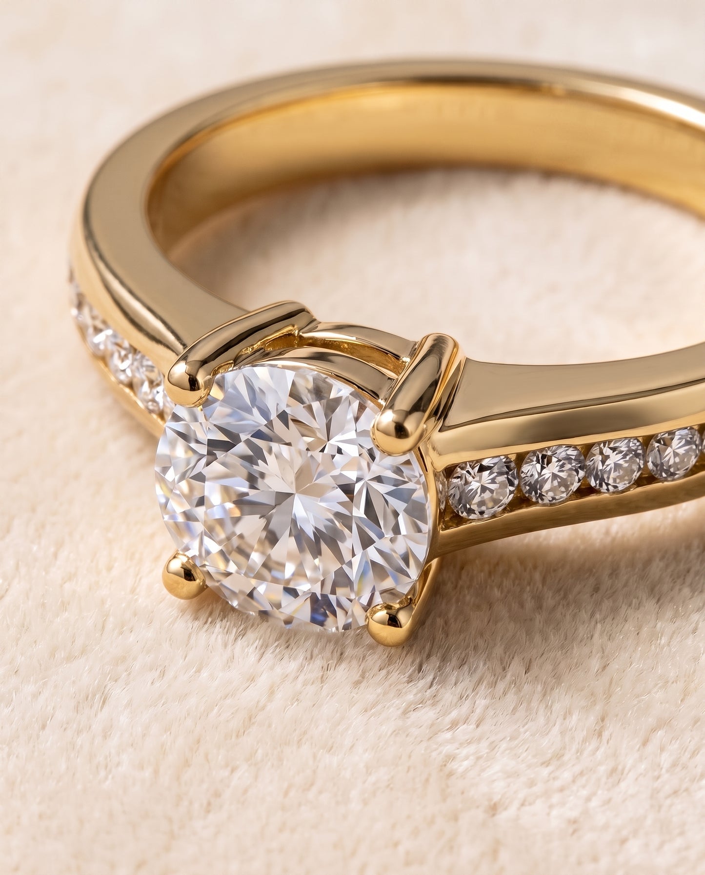 The Stevie Contemporary Channel Round Engagement Ring Setting in 18K Yellow Gold