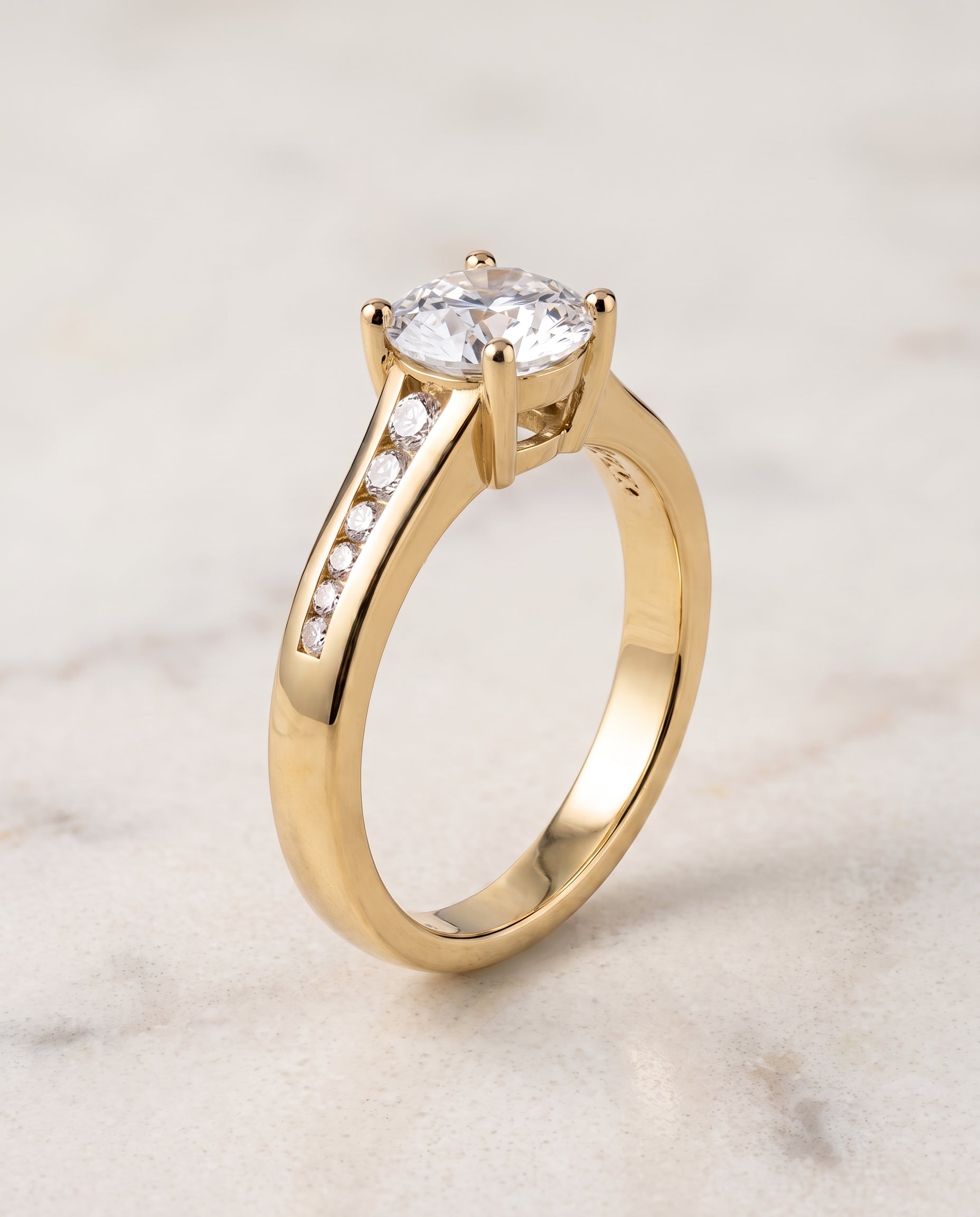 The Stevie Contemporary Channel Round Engagement Ring Setting in 18K Yellow Gold