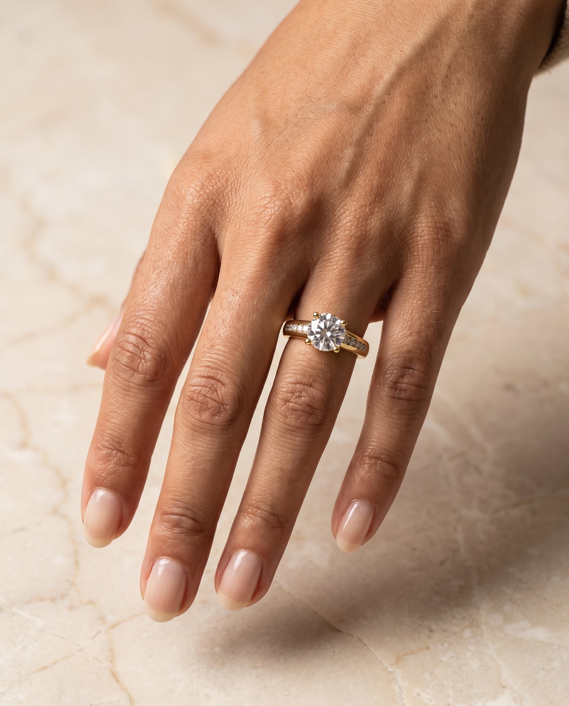 The Stevie Contemporary Channel Round Engagement Ring Setting in 18K Yellow Gold