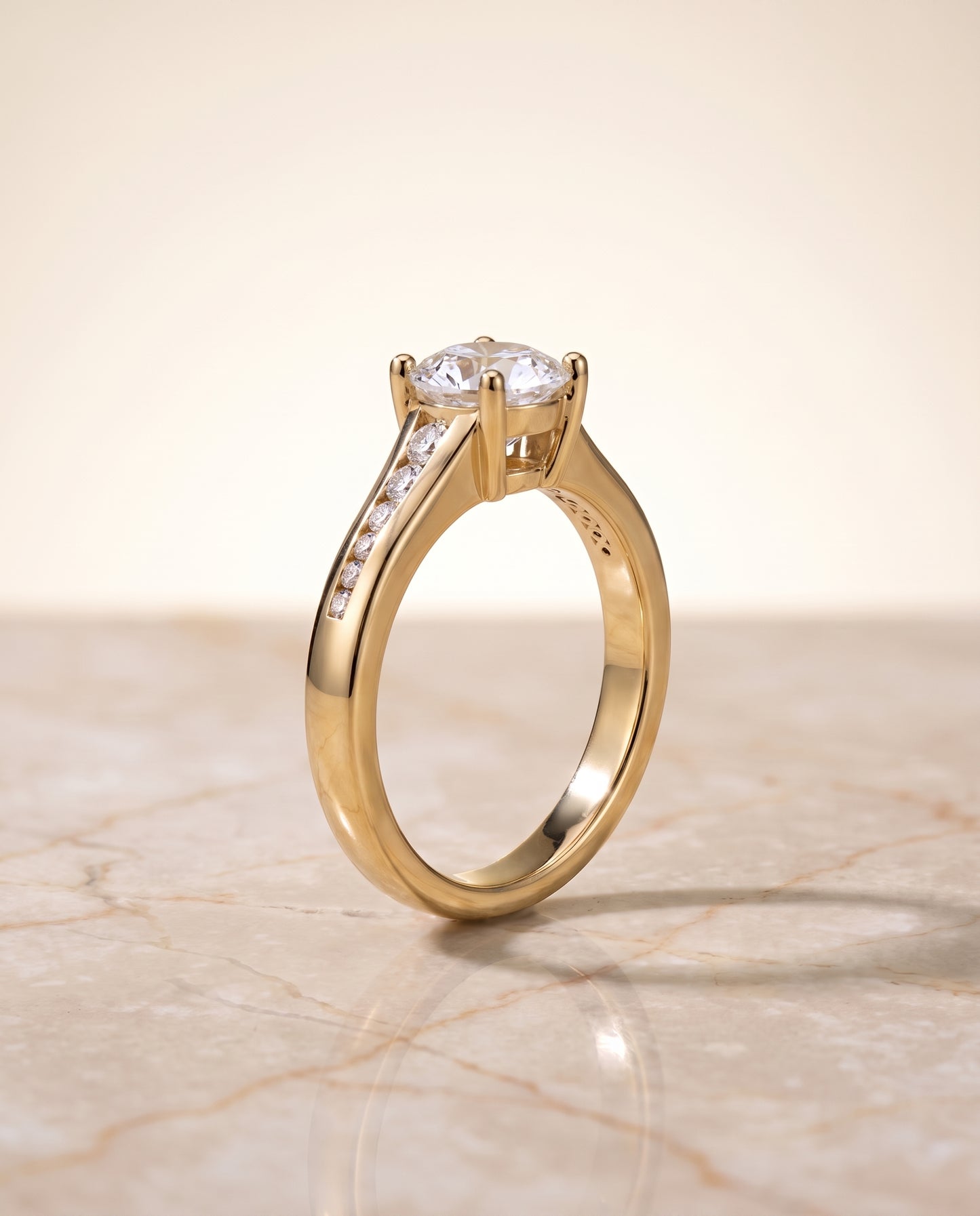 The Stevie Contemporary Channel Round Engagement Ring Setting in 18K Yellow Gold