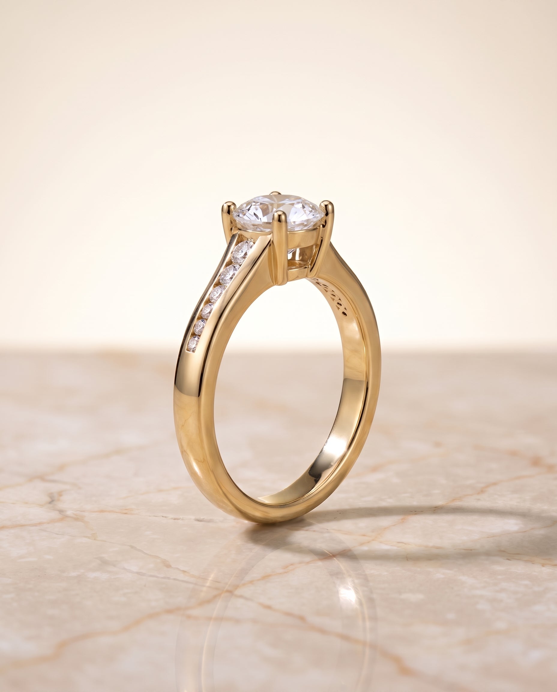 The Stevie Contemporary Channel Round Engagement Ring Setting in 18K Yellow Gold
