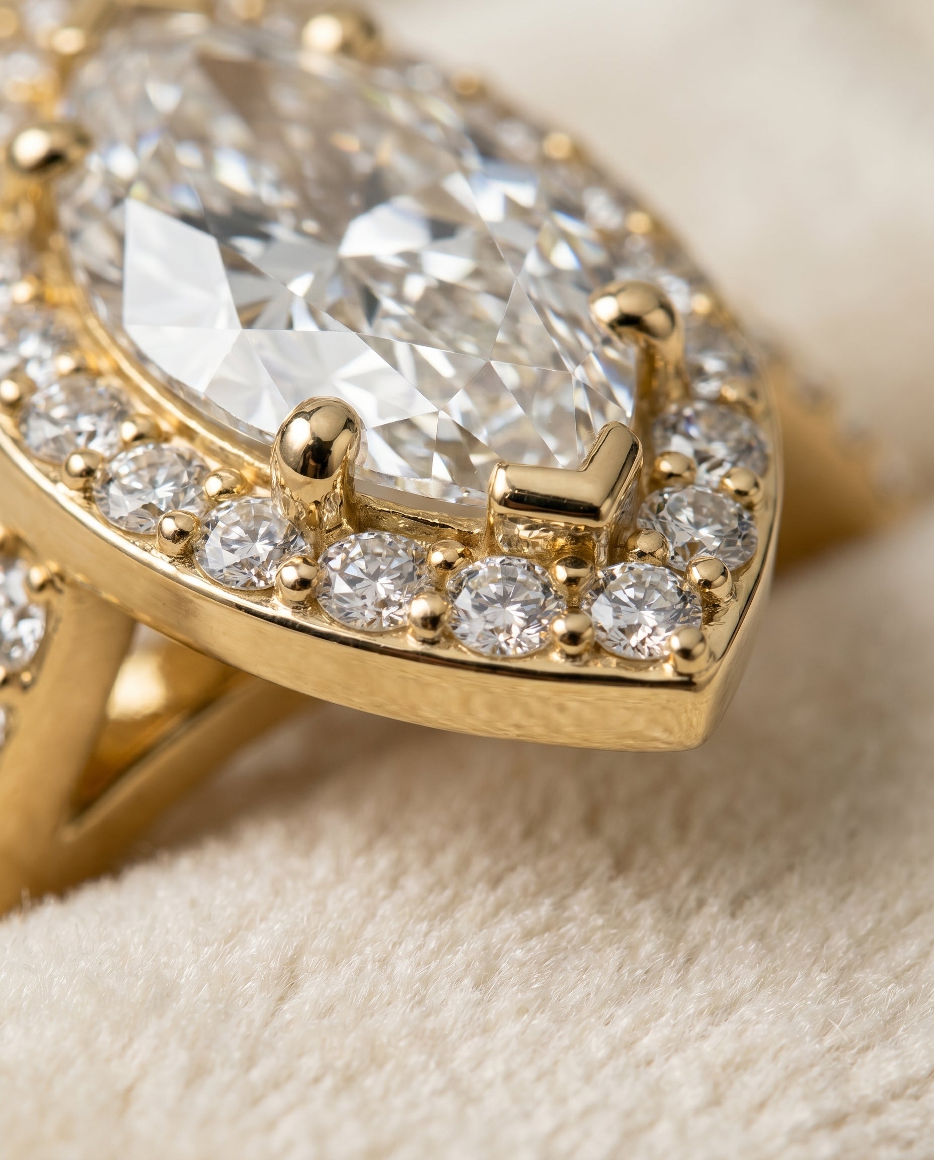 18K Yellow Gold band of The Taylor marquise engagement ring setting | RockHer