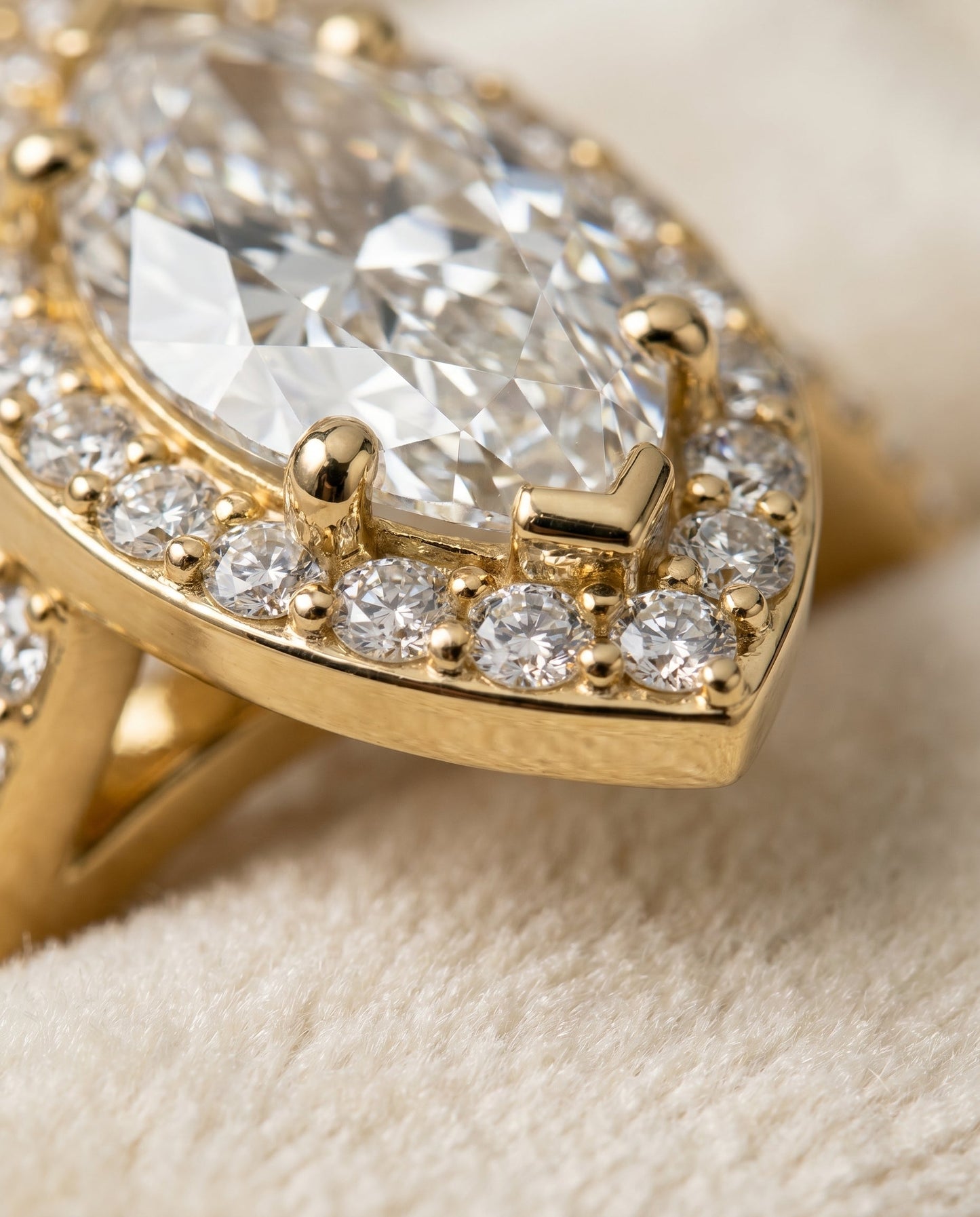The Taylor Select Pavé Halo Engagement Ring with Lab Diamond in 18K Yellow Gold - view 4