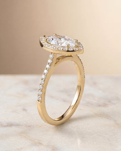 The Taylor Pavé Halo Marquise Engagement Ring Setting in 18K Yellow Gold
