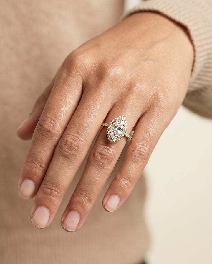 The Taylor Select Pavé Halo Engagement Ring with Lab Diamond in 18K Yellow Gold - view 3