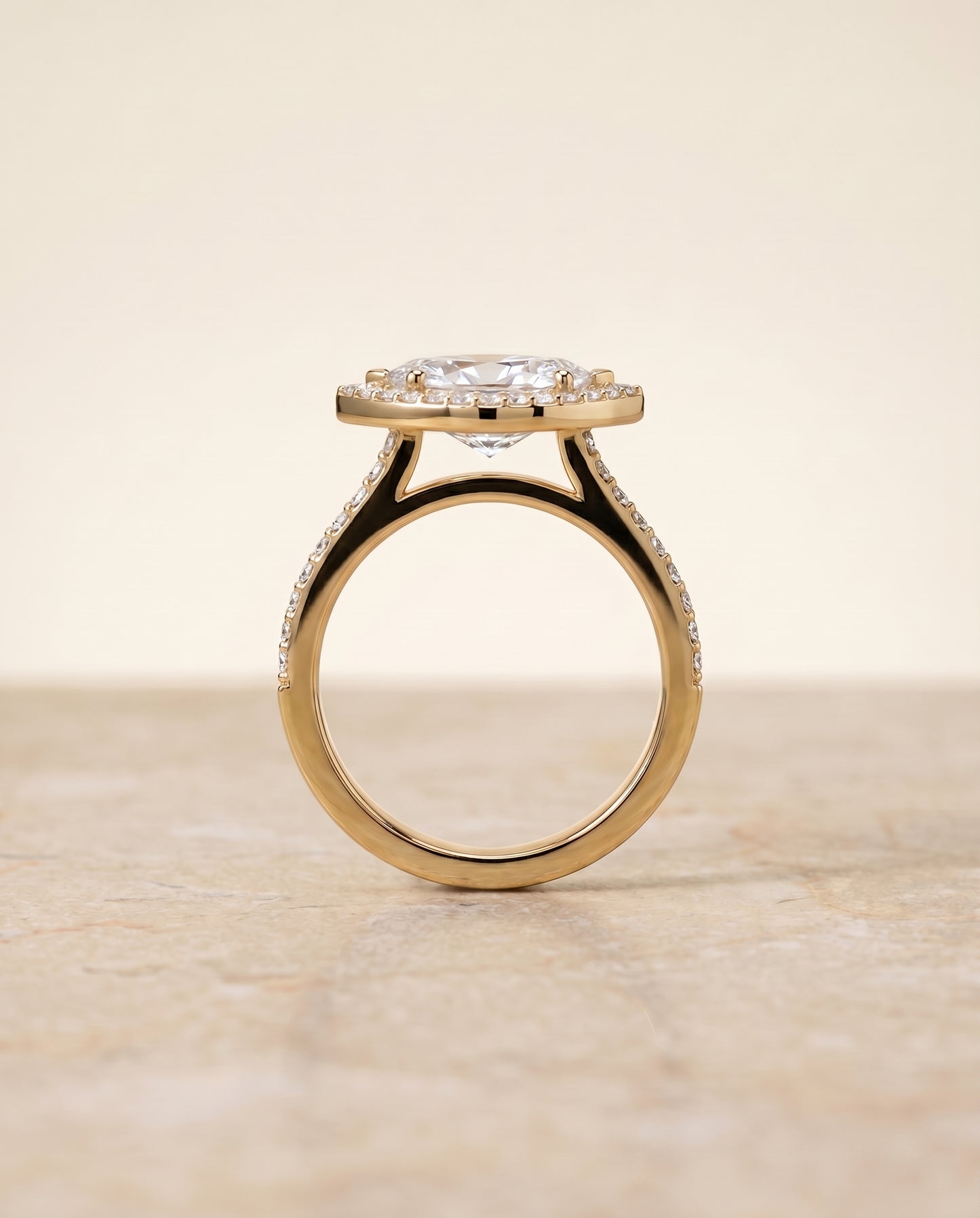 The Taylor Pavé Halo Engagement Ring Setting for Marquise Diamonds in 18K Yellow Gold