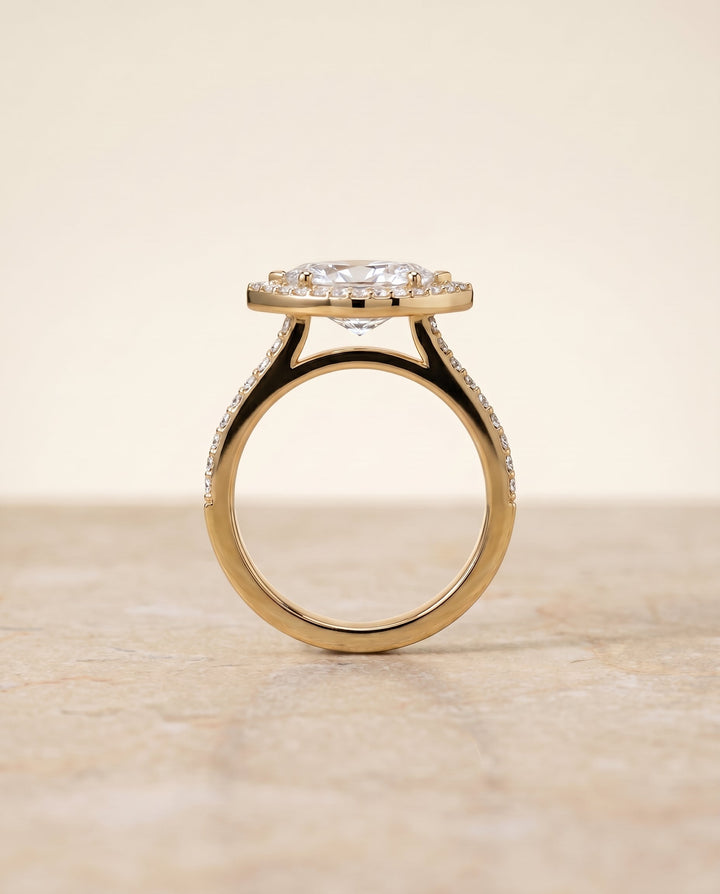 The Taylor Select Pavé Halo Engagement Ring with Lab Diamond in 18K Yellow Gold - view 5