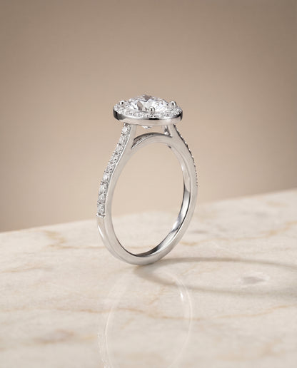 The Taylor Pavé Halo Oval Engagement Ring Setting in Platinum