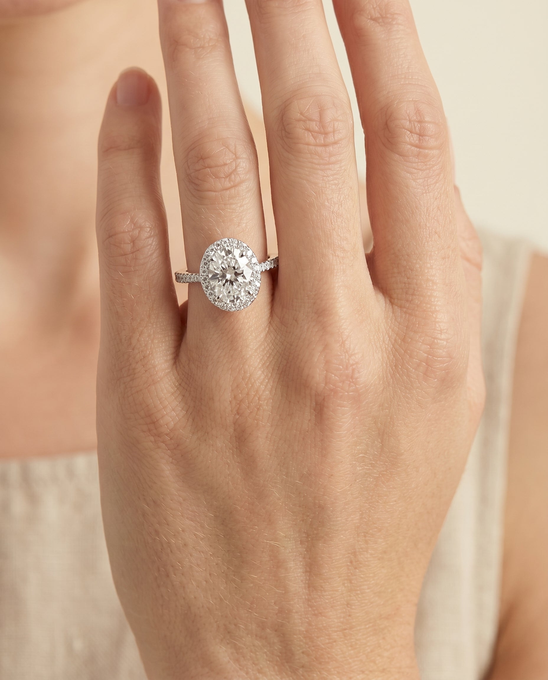 The Taylor engagement ring setting in Platinum, pavé halo design | RockHer