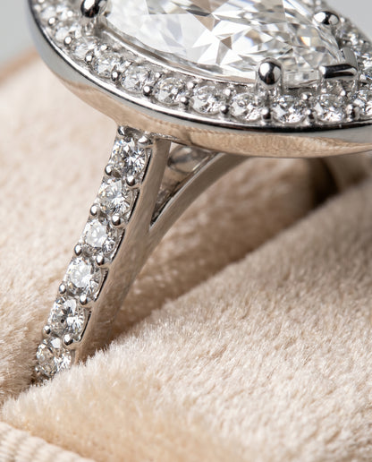 The Taylor Pavé Halo Marquise Engagement Ring Setting in Platinum