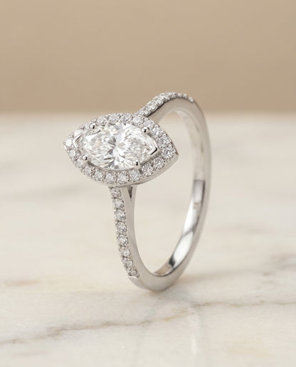 The Taylor Pavé Halo Marquise Engagement Ring Setting in Platinum