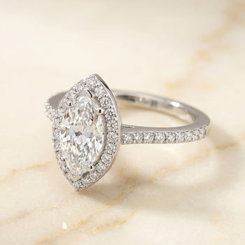 The Taylor Pavé Halo Marquise Engagement Ring Setting in Platinum