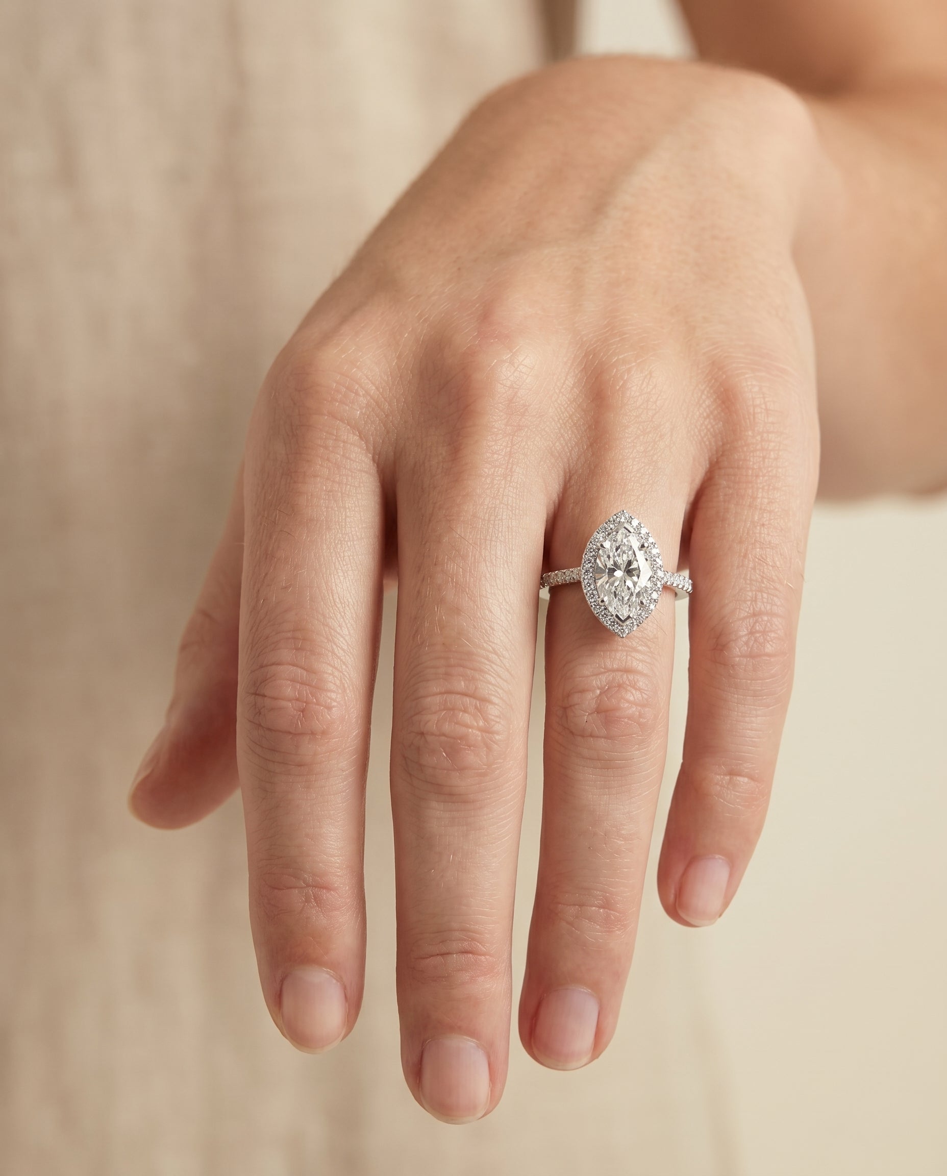 The Taylor engagement ring setting in Platinum, pavé halo design | RockHer