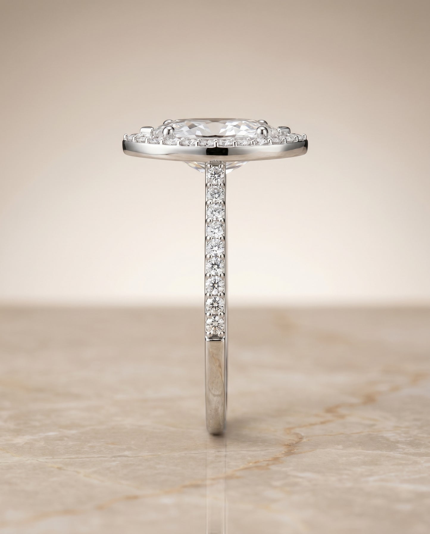 The Taylor Pavé Halo Marquise Engagement Ring Setting in Platinum