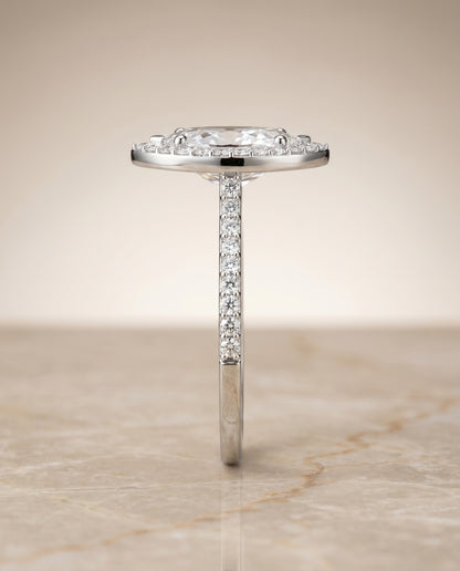The Taylor Pavé Halo Marquise Engagement Ring Setting in Platinum