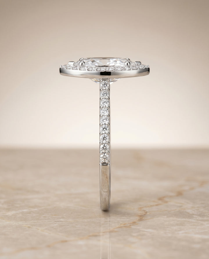 The Taylor Pavé Halo Marquise Engagement Ring Setting in Platinum