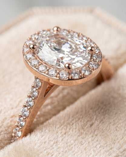 The Taylor Pavé Halo Oval Engagement Ring Setting in 14K Rose Gold