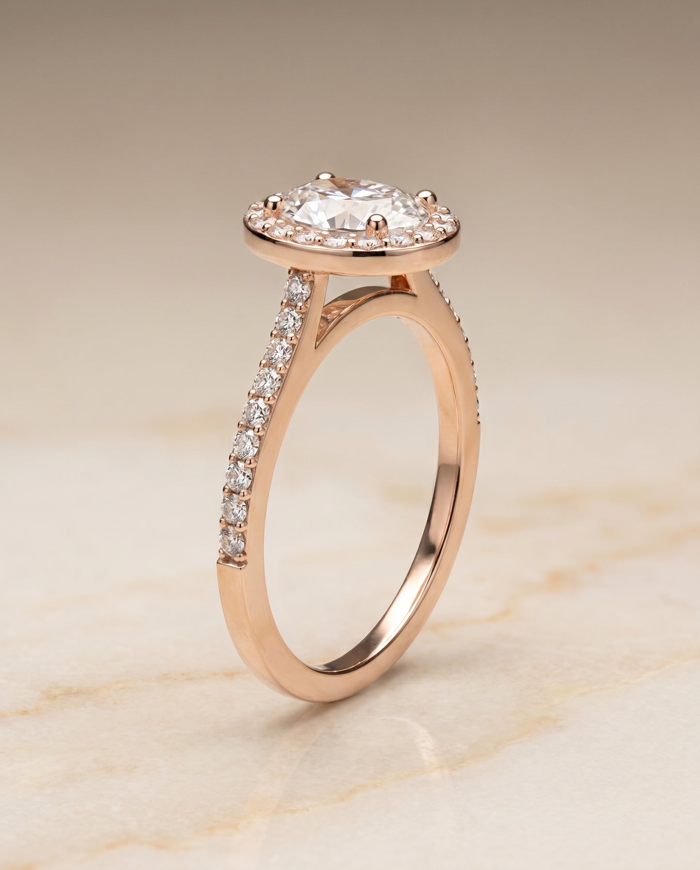 The Taylor Pavé Halo Oval Engagement Ring Setting in 14K Rose Gold