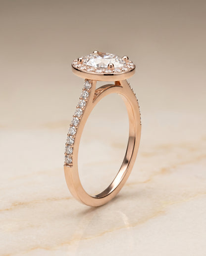 The Taylor Pavé Halo Oval Engagement Ring Setting in 14K Rose Gold