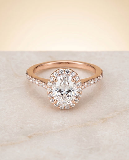 The Taylor Pavé Halo Oval Engagement Ring Setting in 14K Rose Gold