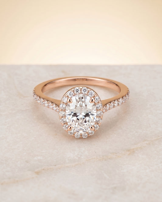 The Taylor Pavé Halo Oval Engagement Ring Setting in 14K Rose Gold
