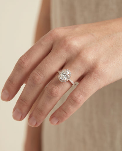 The Taylor Pavé Halo Oval Engagement Ring Setting in 14K Rose Gold