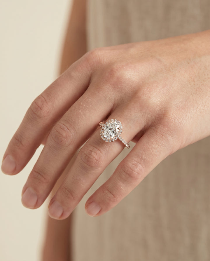 The Taylor Pavé Halo Oval Engagement Ring Setting in 14K Rose Gold
