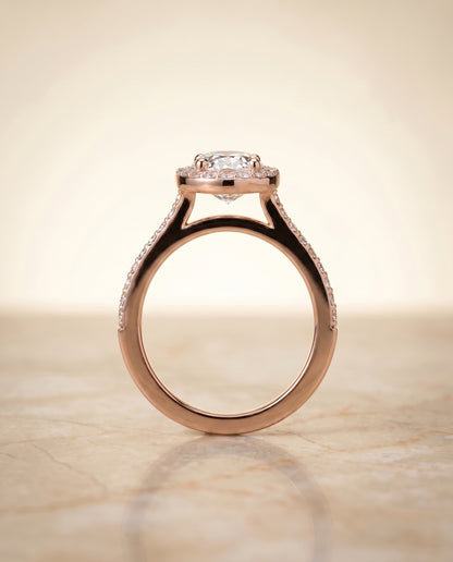The Taylor Pavé Halo Oval Engagement Ring Setting in 14K Rose Gold