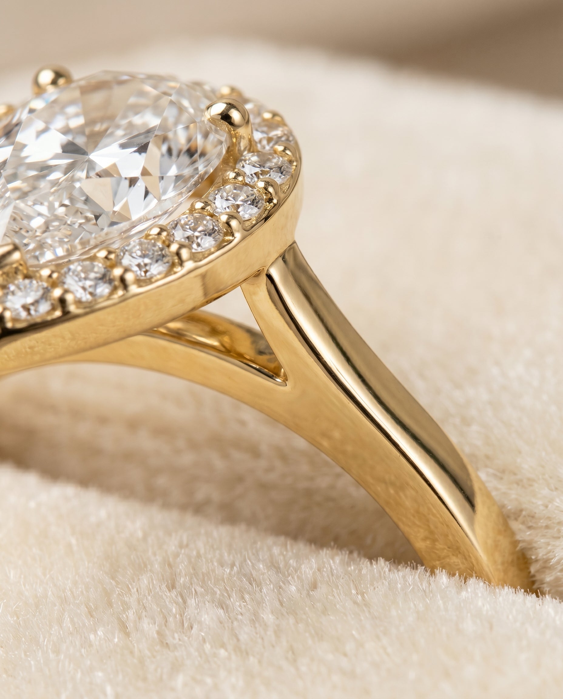 18K Yellow Gold band of The Taylor pear engagement ring setting | RockHer