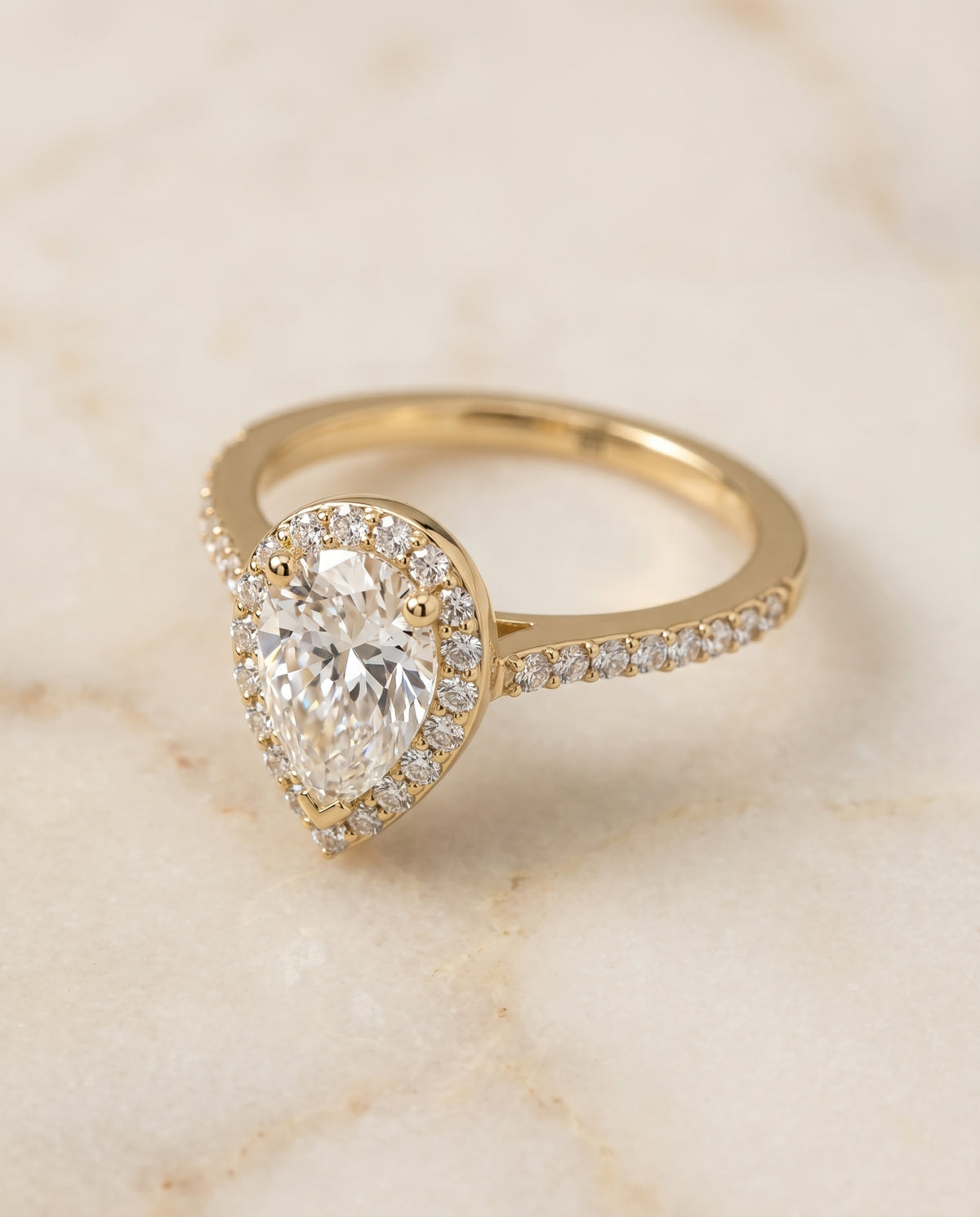 The Taylor pear engagement ring setting in 18K Yellow Gold | RockHer