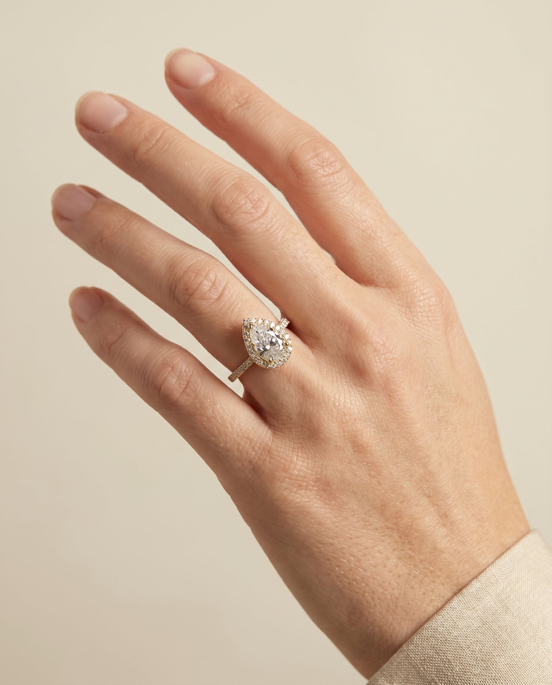 The Taylor engagement ring setting in 18K Yellow Gold, pavé halo design | RockHer